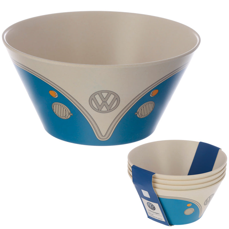 Official Blue VW Volkswagen T1 Campervan Bus Eco Bamboo Set of 4 Bowls B144