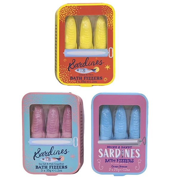 Sardine Tin Set of 3 Bath Fizzers one at random