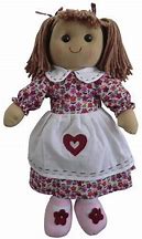 floral rag doll with pinny heart 19cm