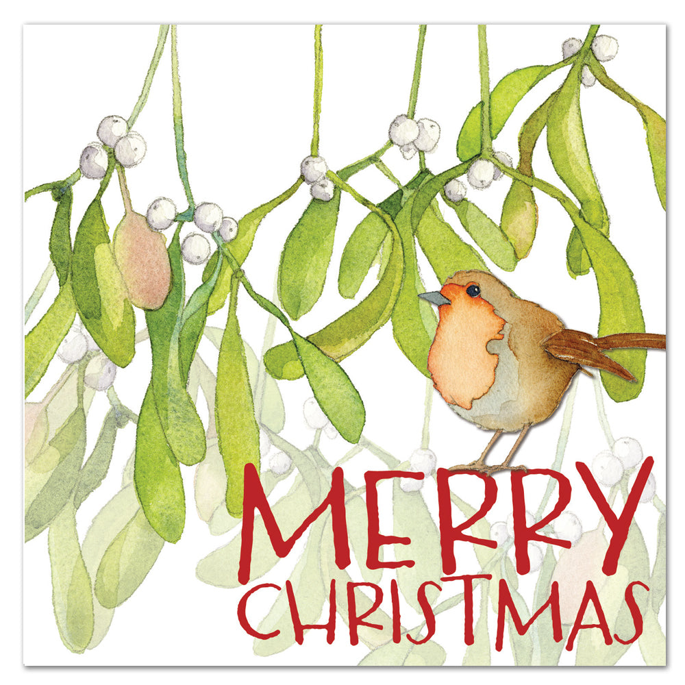 Mistletoe Robin Christmas 6 card pack
