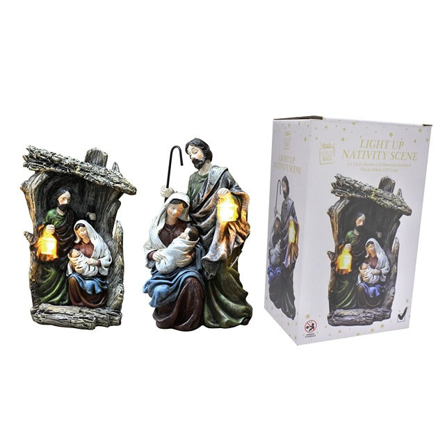 LIGHT UP NATIVITY SCENE 17CM RESIN set