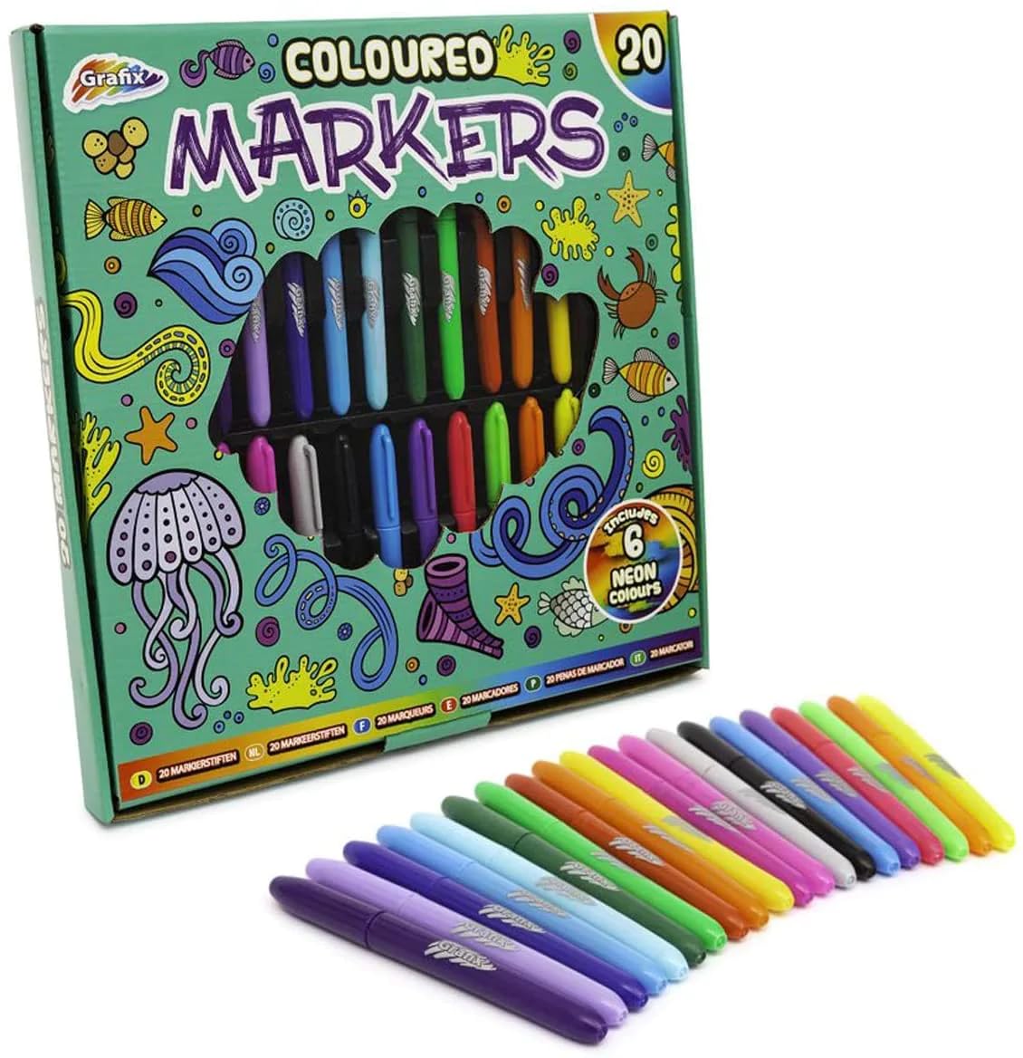 Grafix Neon Markers 20 Pack