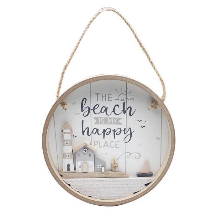 Lesser & Pavey Happy Place Beach Plaque for Gift & Decor | Ideal Signs & Plaque Birthday Gifts for Women & Men | Designed By Love and Affection | Lovely Plaques for Home & Office