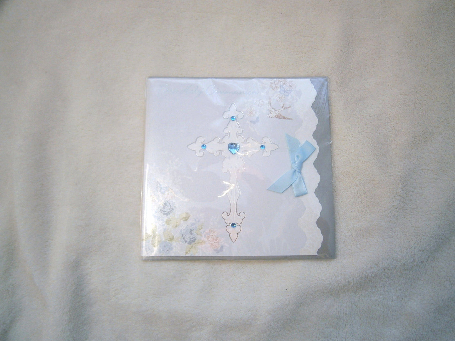 first holy communion card blue