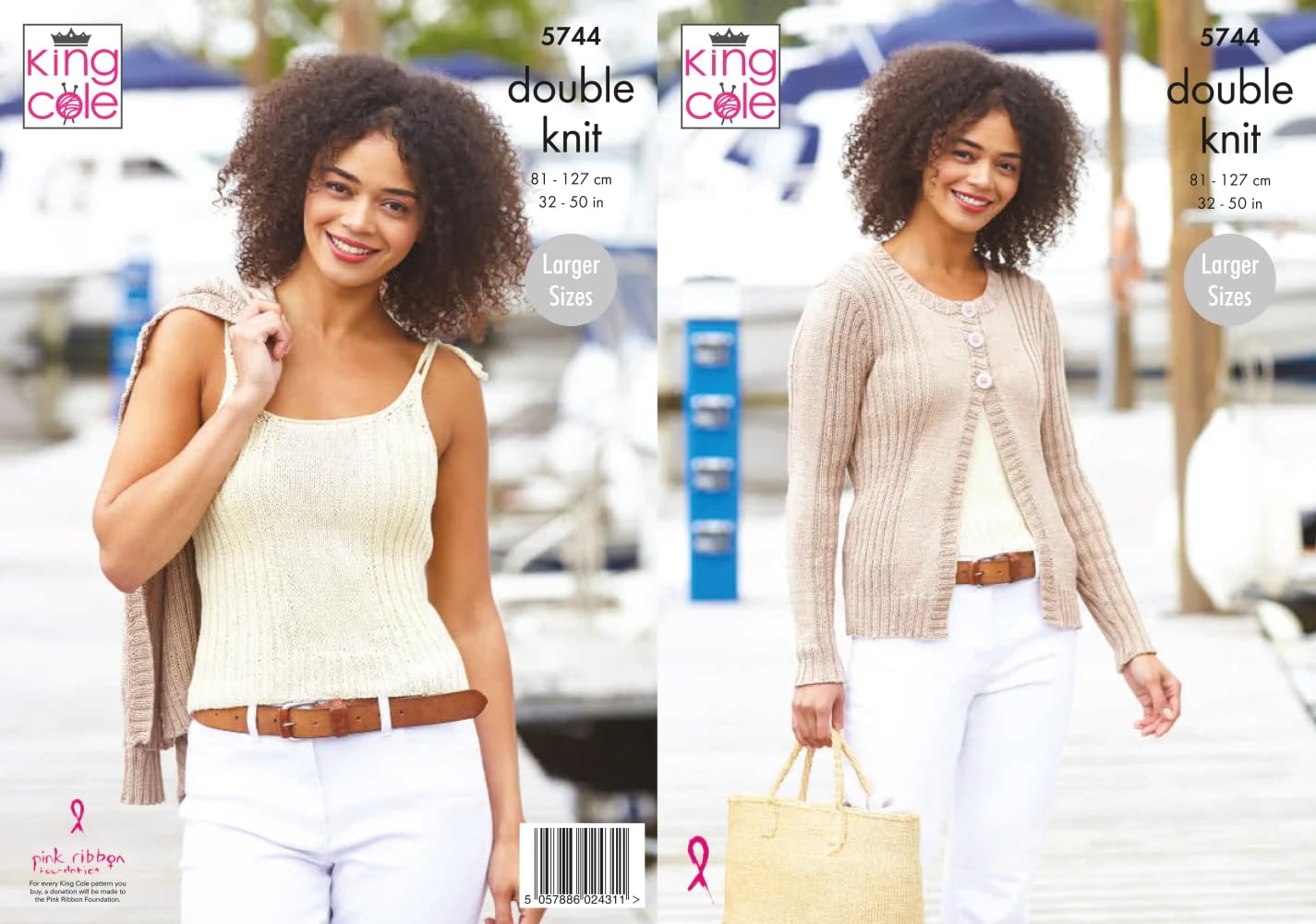 King Cole 5744 Adult DK Cardigan Top Knitting Pattern, Multi, 32'' - 50''