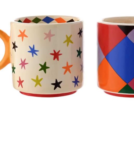 Raspberry Blossom 2 Check and Star Mugs