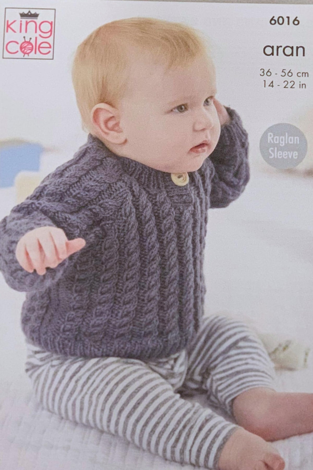 King Cole Baby Aran Knitting Pattern V or Round Neck Cardigan & Sweater (6016)