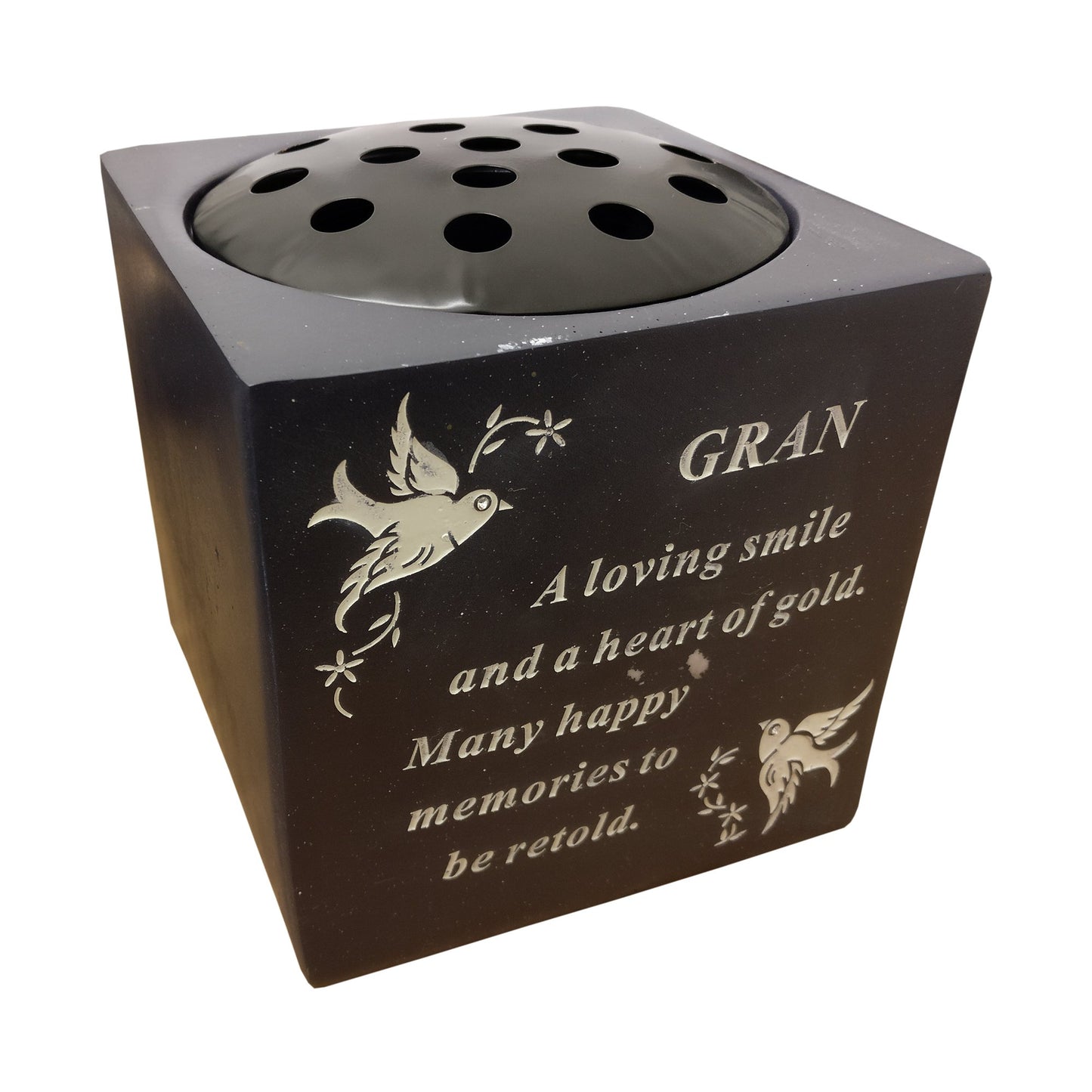 David Fischhoff Gran Dove Rose Bowl, Poly Resin, Grey, 13.5 x 13.5 x 15 cm