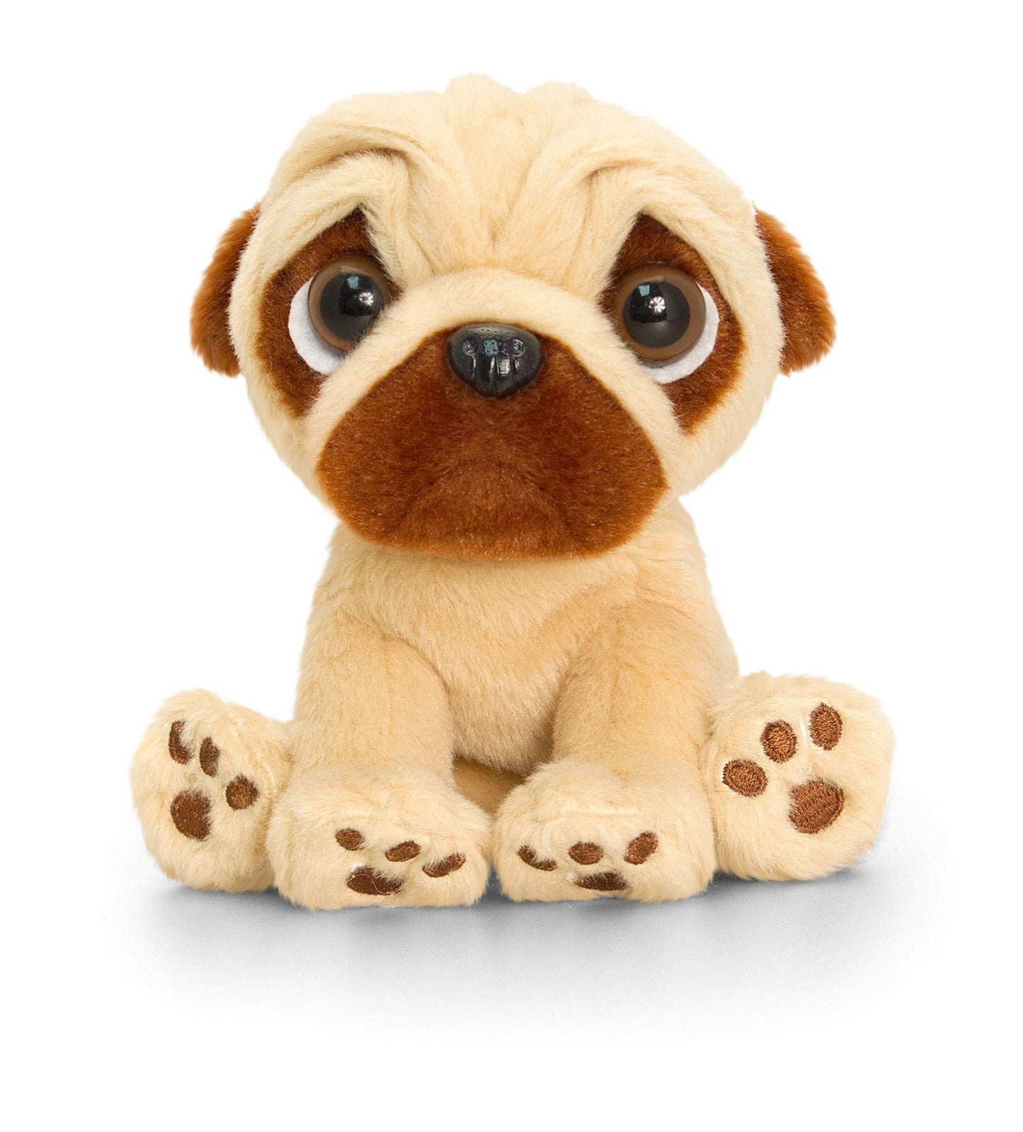 Keel Toys KEELTOYS-Plush Animotsu Pugsley Pug 14 cm-SD0588, SD0588, Beige, Brown