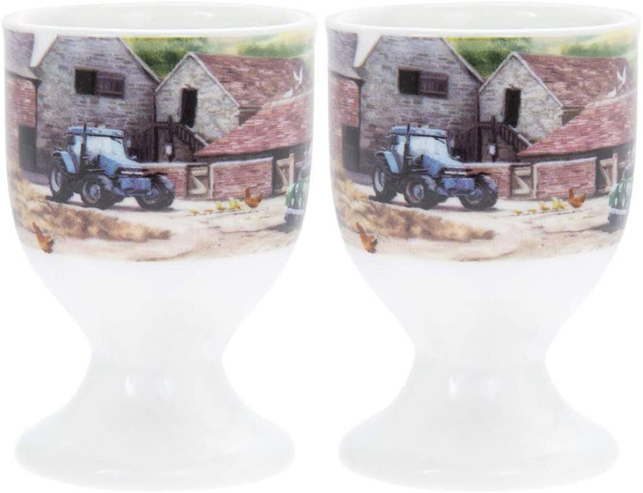 Set of 2 Farmyard Country Side Life Home Kitchen Breakfast Fresh Boiled Egg Cup