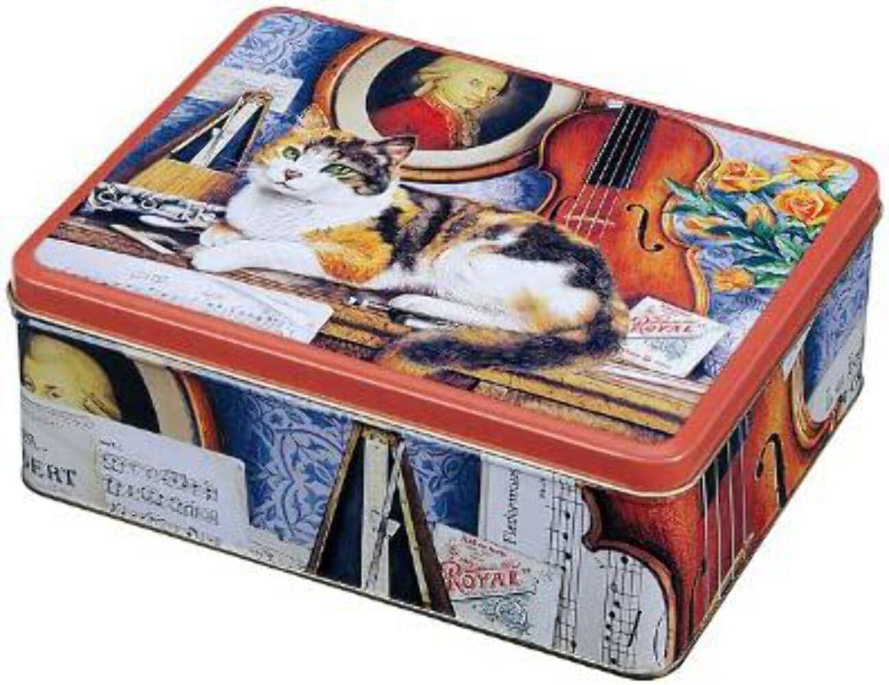 Geoff Tristram Deep Rectanguler Mozart Cat Design Tin