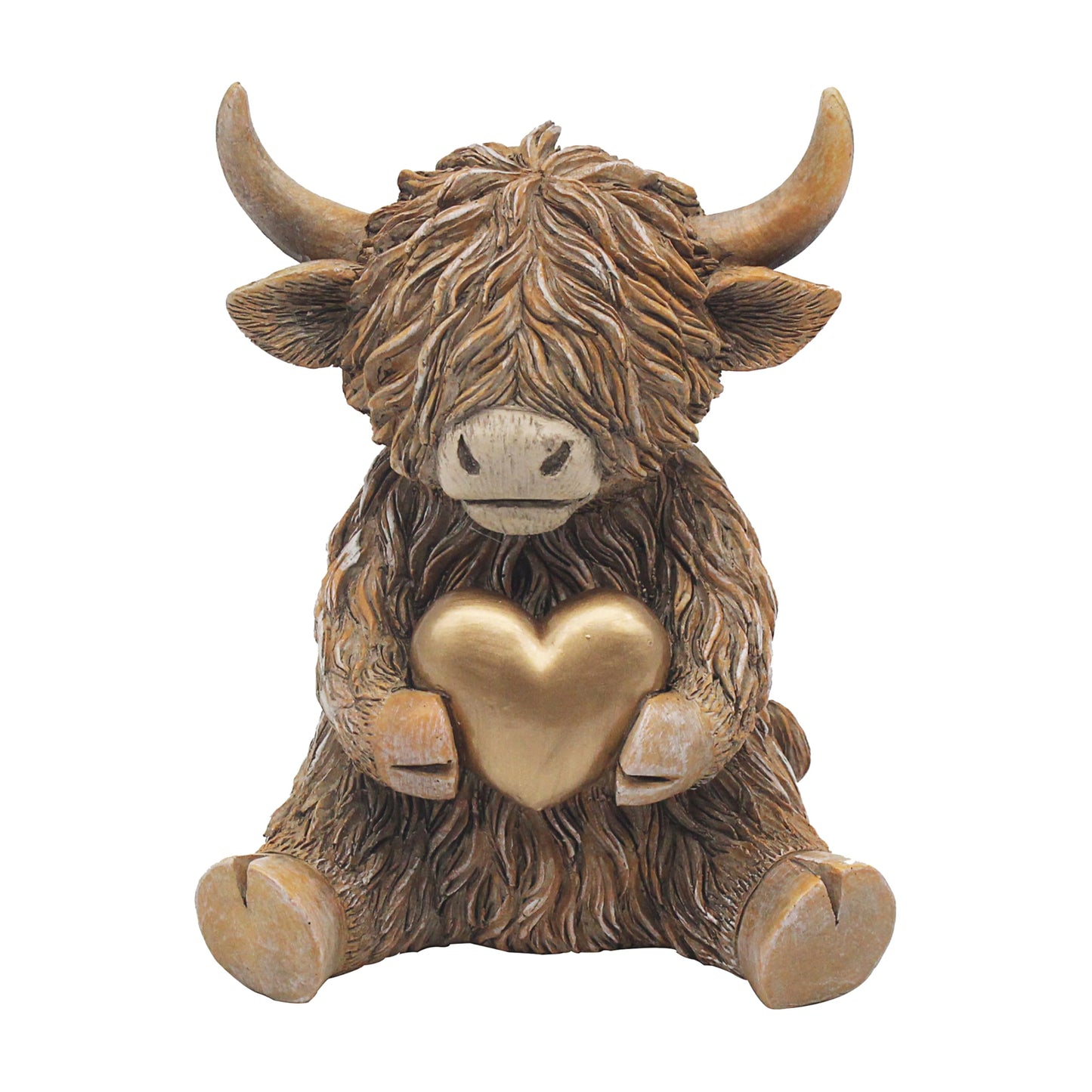 The Leonardo Collection Polyresin Highland Cow Heart Of Gold for Gift