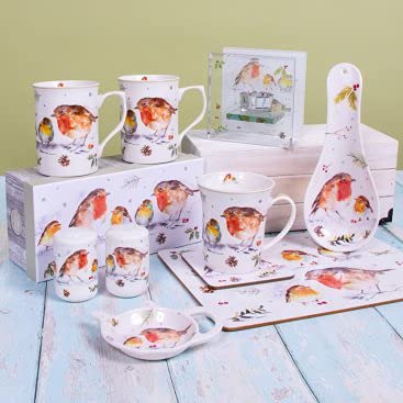 The Leonardo Collection LP52103 Winter Robins Breakfast Mug, Fine China, 13x10x10cm, Boxed