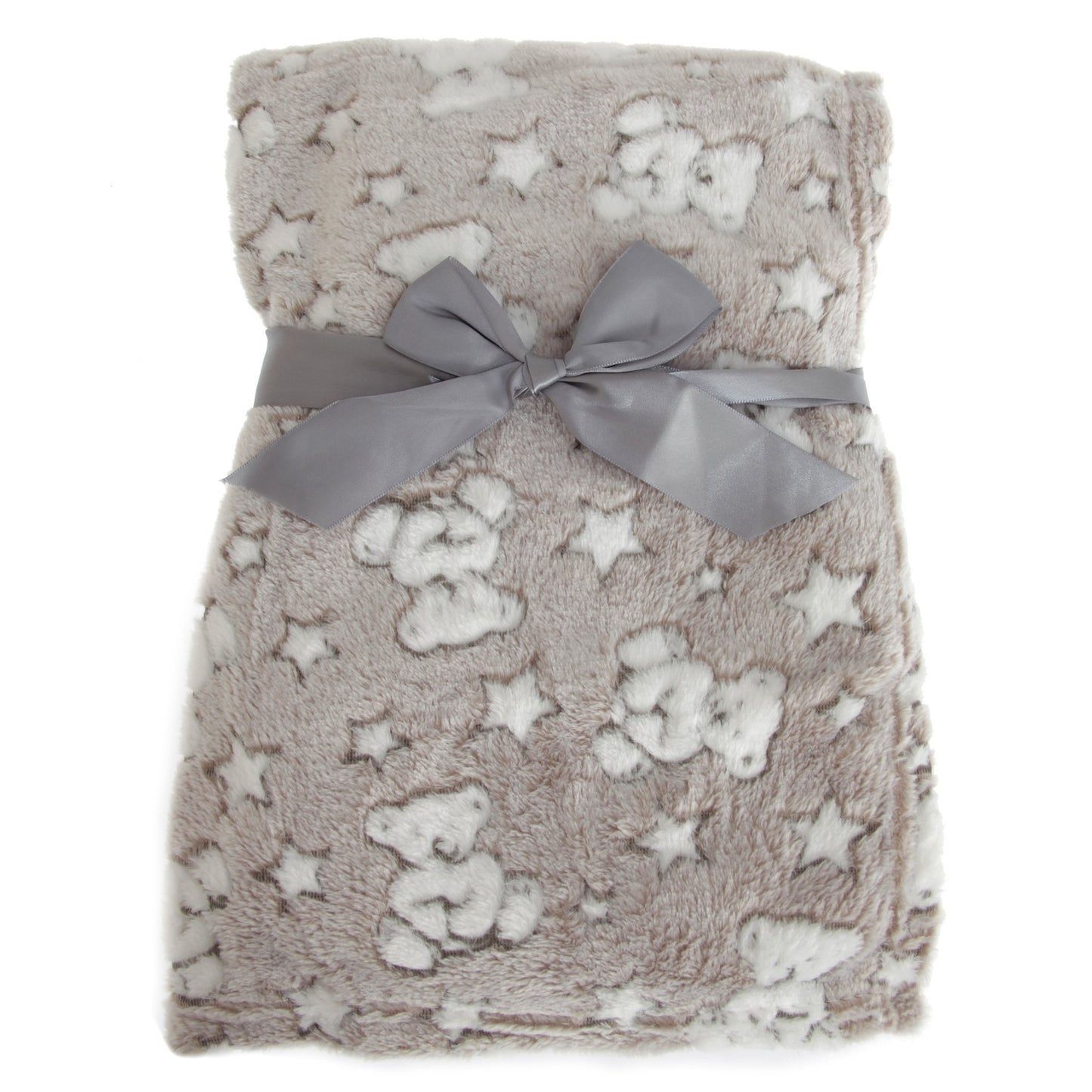 baby fleece wrap grey and white teddies + stars