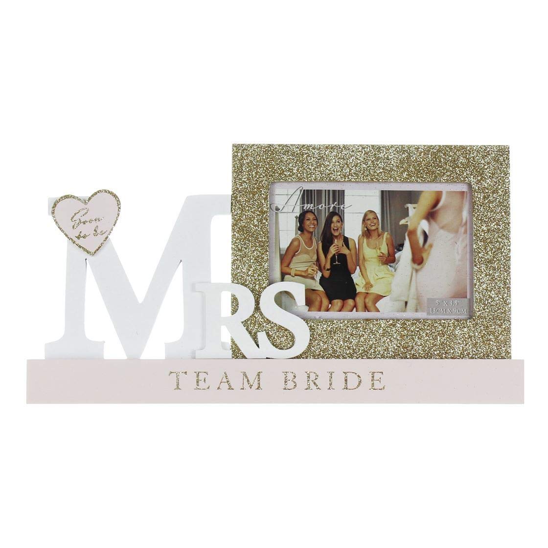 Amore Team Bride Wooden Mantel Plaque with Photo Frame