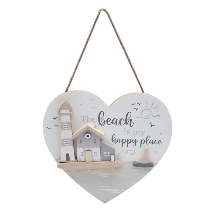 Lesser & Pavey Happy Place Beach Plaque for Gift & Decor | Ideal Signs & Plaque Birthday Gifts for Women & Men | Designed By Love and Affection | Lovely Plaques for Home & Office