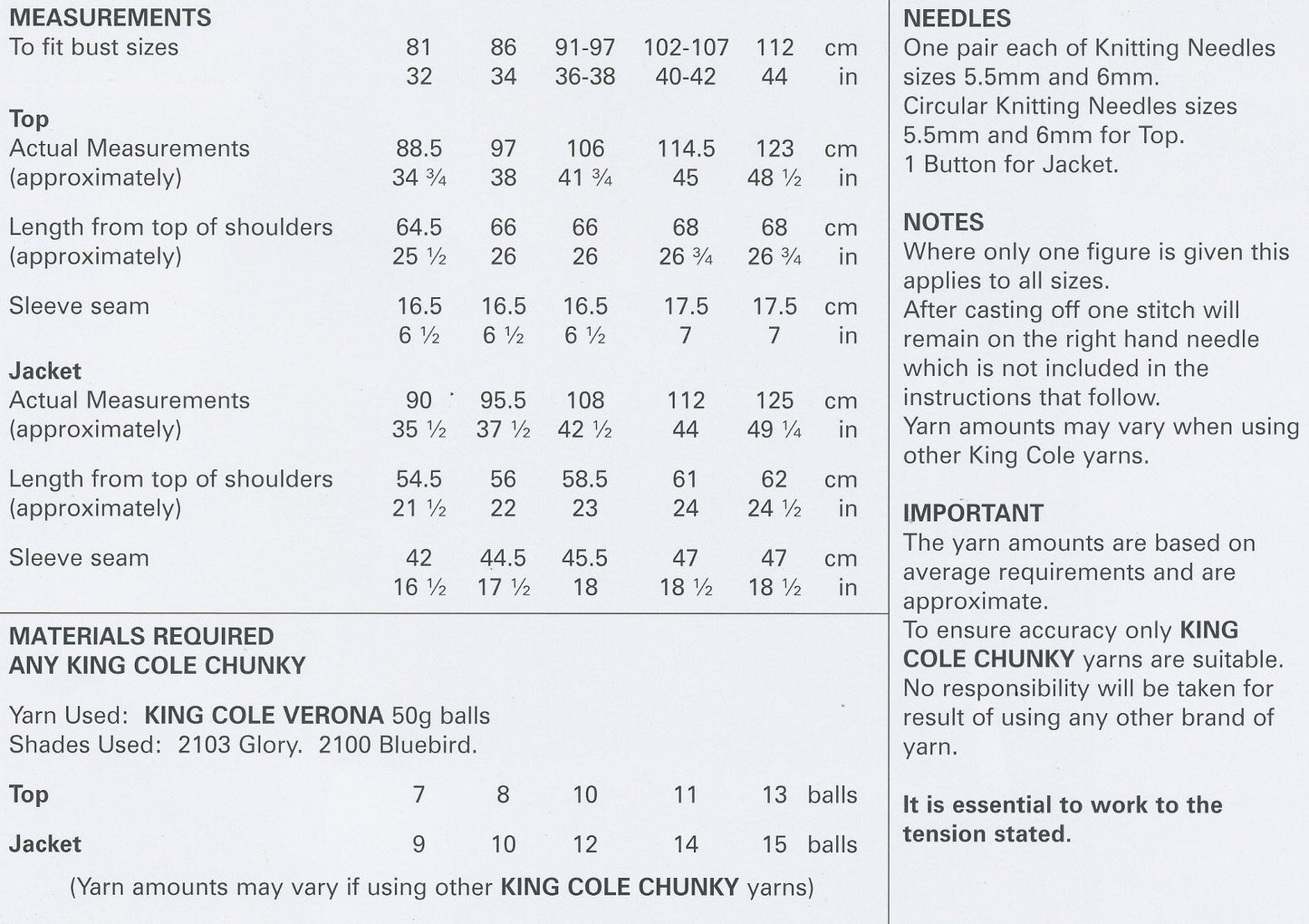 King Cole Ladies Knitting Pattern Womens Ribbed Detail Jacket & Top Verona Chunky (4299) by King Cole