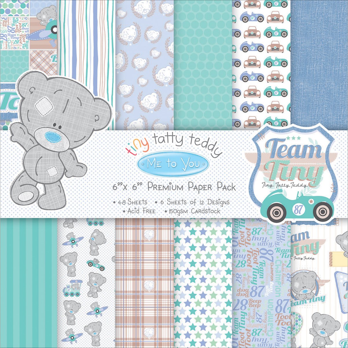Trimcraft Tiny Tatty Teddy Boy 6x6 FSC Paper Pack