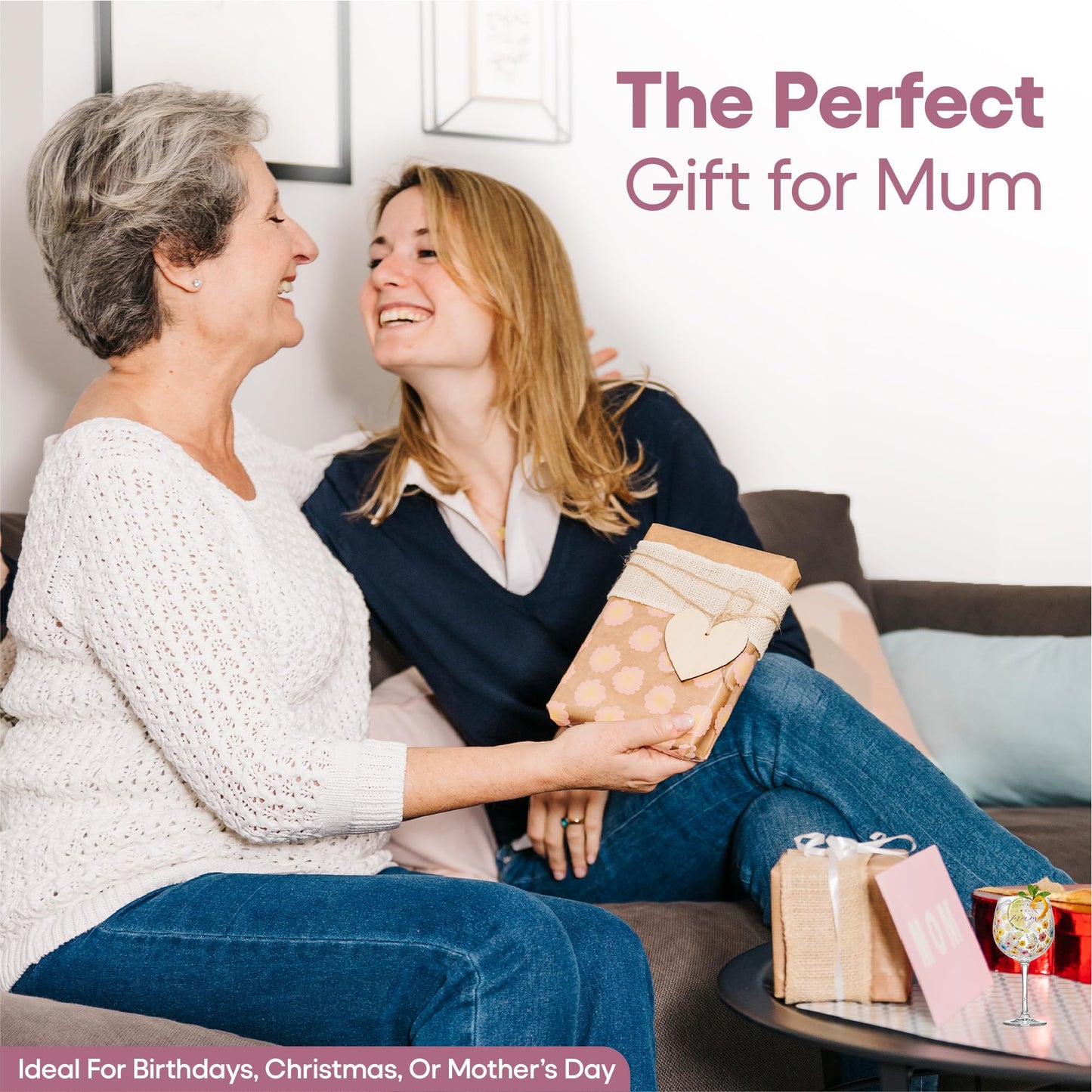 Lesser & Pavey I Love You Mum Range Mum Gin Glass for Home, Kitchen, Restaurant & Parties | Lovely Gin Glassware for Drinks | Lovely Gift for Women, Men, Wedding & Christmas