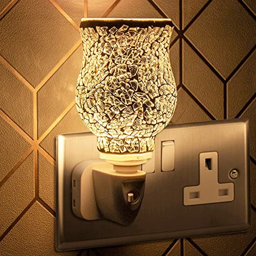The Leonardo Collection Plug-in Night Light and Fragrance Warmer - Silver Mosaic Design