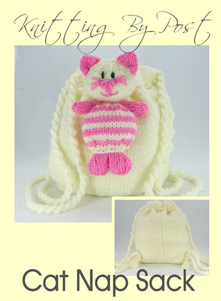 Knitting Pattern Cat Nap Sack. Kitty Cat Knitters Leaflet. Knit a pussy cat mouser. Fun Feline Quick & Easy Beginner Pet Patterns. UK Soft Toy Moggy Knits