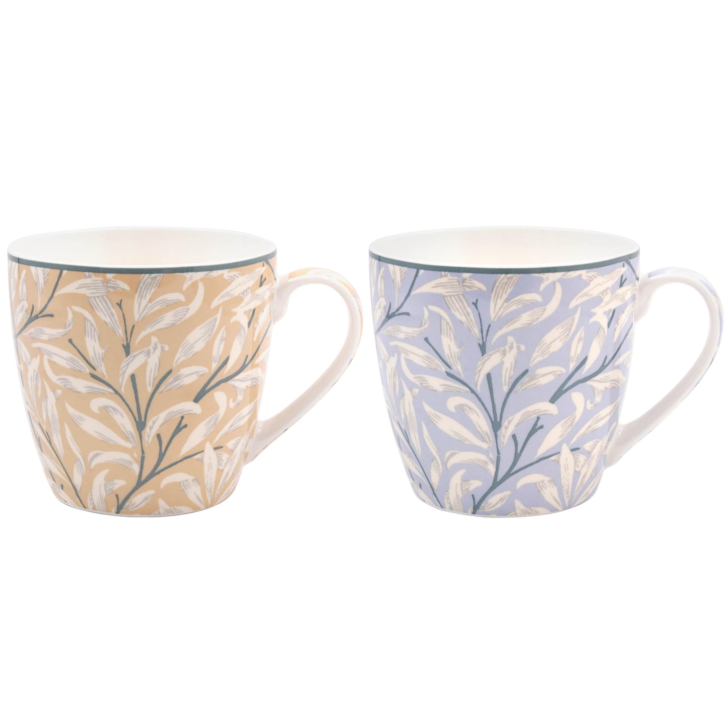 The Leonardo Collection Wm. Morris Assortments Fine China W Bough Breakfast Mugs Set 2 x 480ml for Hot & Cold Drinks | Durable Coffee Cups for Home & Office | Easy-to-Hold Mugs for Daily Use