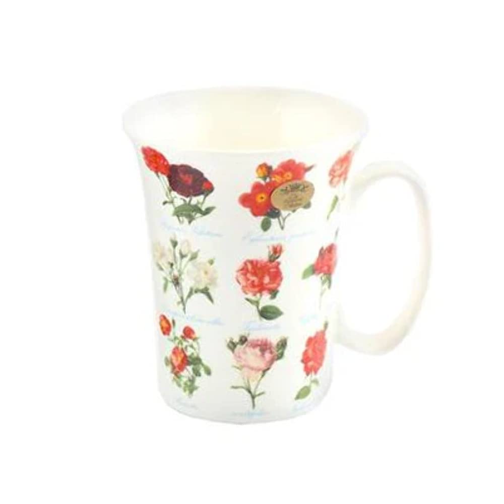 Rose Lovers Multi Rose Breeds Fluted Fine China Mug in a Gift Box
