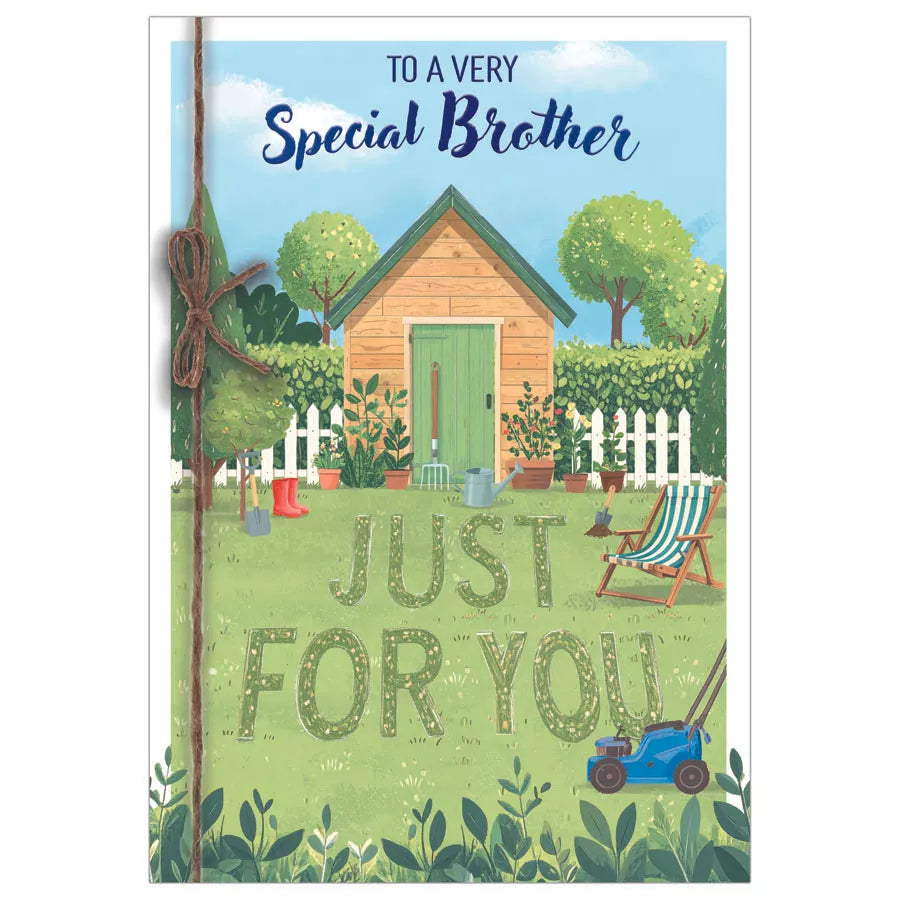 TO A VERY SPECIAL BROTHER BIRTHDAY CARD GARDEN SHED 7”x5