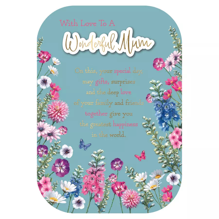 WITH LOVE TO MY WONDERFUL MUM BIRTHDAY CARD