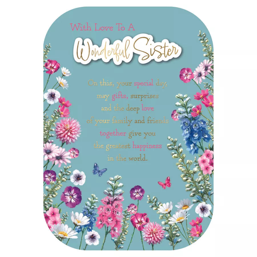 WITH LOVE TO MY WONDERFUL SISTER BIRTHDAY CARD