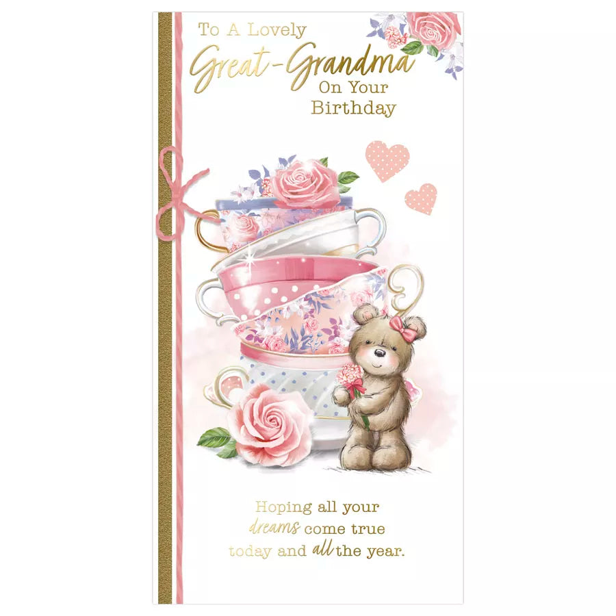 to a lovely great - grandma on your birthday card