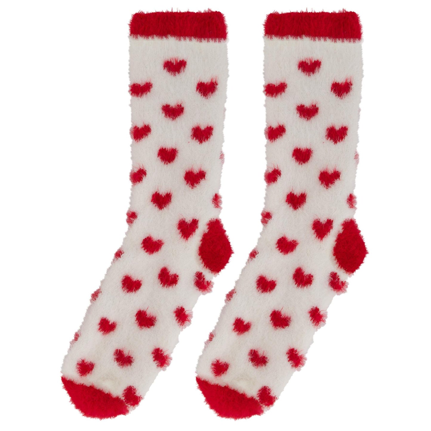Ladies Valentines Socks Super Cosy Hearts Size 4 - 6 White and Red one pair supplied