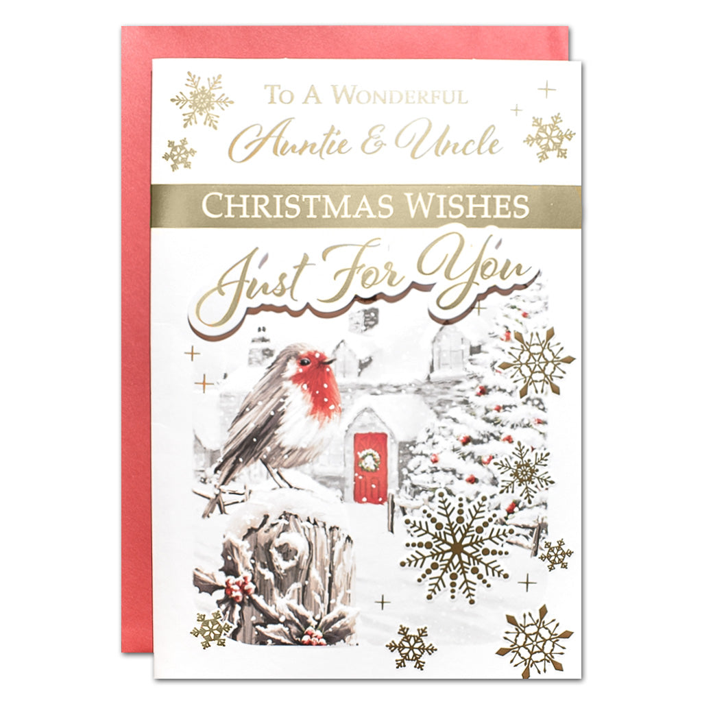to a wonderful auntie & uncle Christmas wishes card