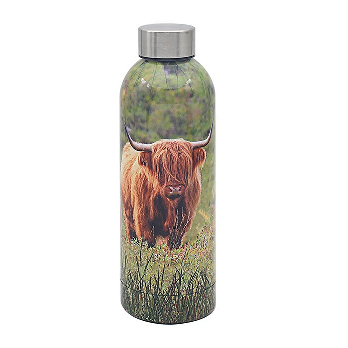 Lesser & Pavey 500ml Designed Stainless Steel Water Bottle Eco Friendly Stainless Steel Bottle With Lid Stainless Steel Bottles For Office, Sports or On The Go (Highland Cow)