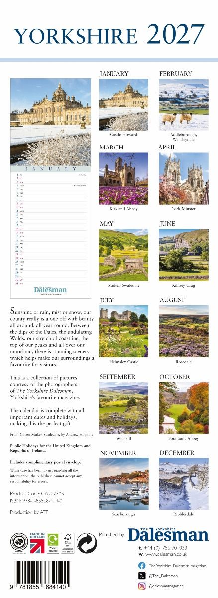 Yorkshire Slim Calendar 2027