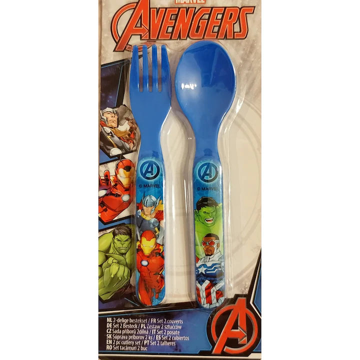 Marvel Avengers cutlery set, 1 spoon + 1 fork, plastic
