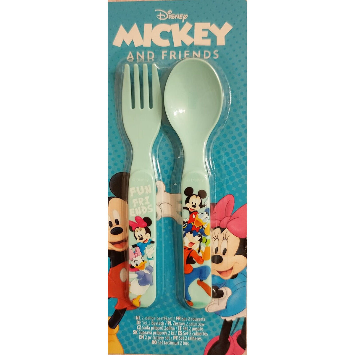 Disney Mickey Fun Friends cutlery set, 1 spoon + 1 fork, plastic, colorful design