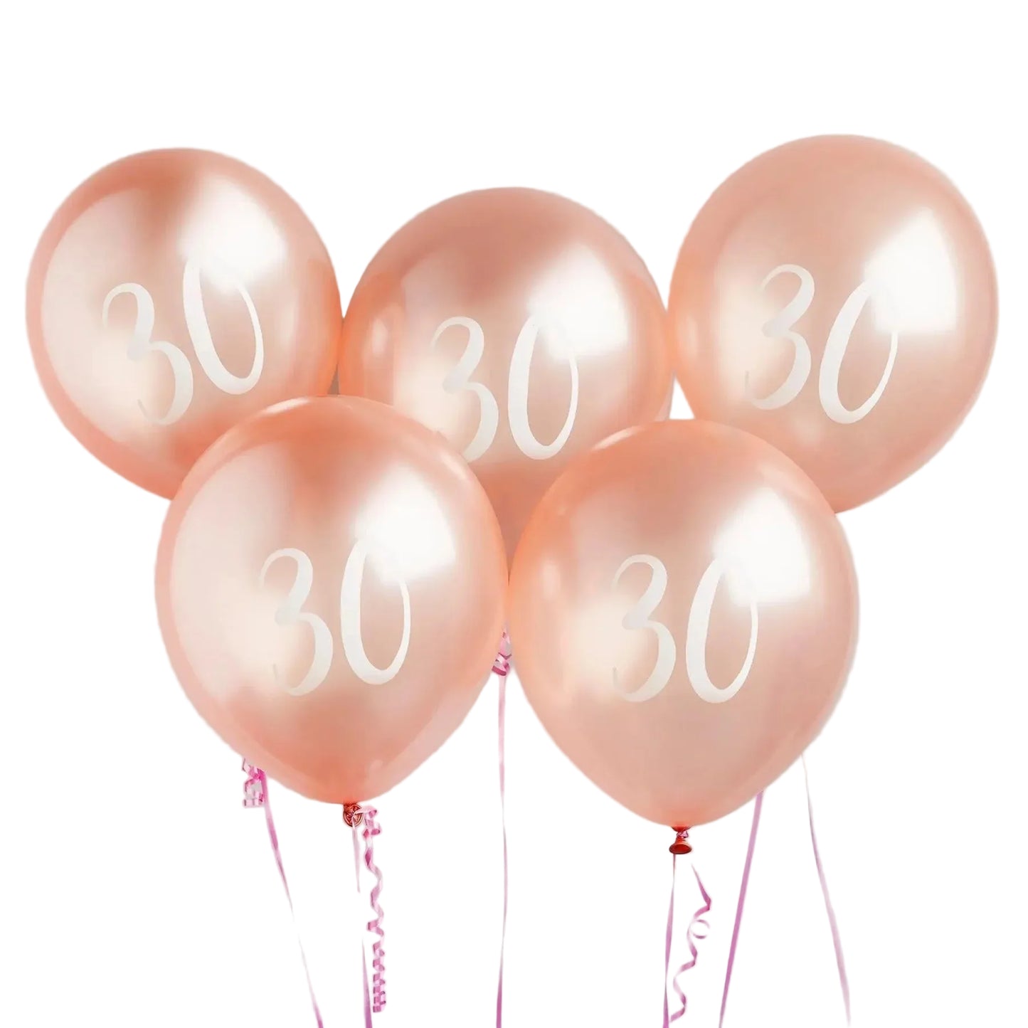 Hootyballoo 5 Pack Rose Gold Number '30' Balloons Birthday Party Decorations