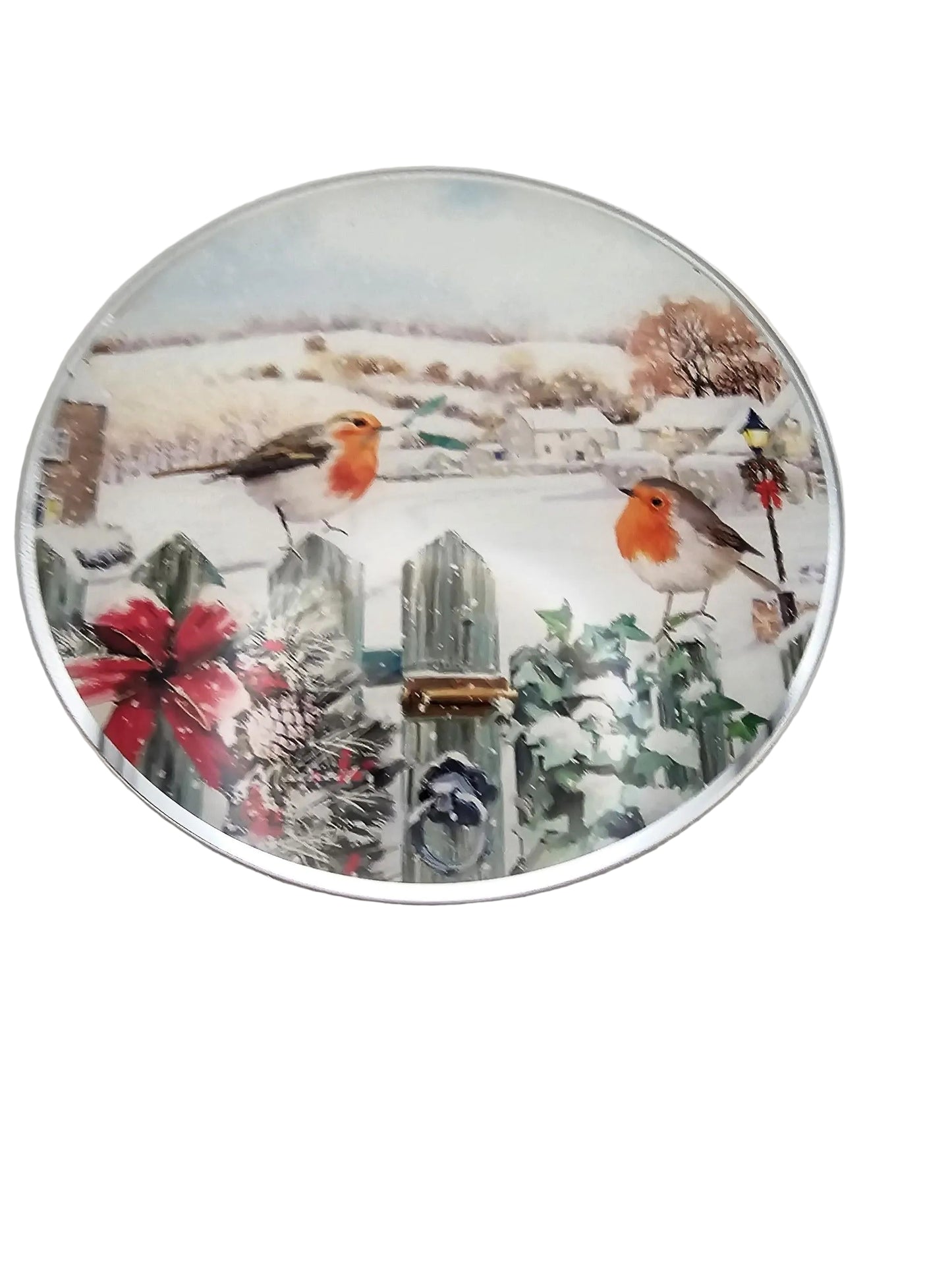 christmas round tiviot robin plate