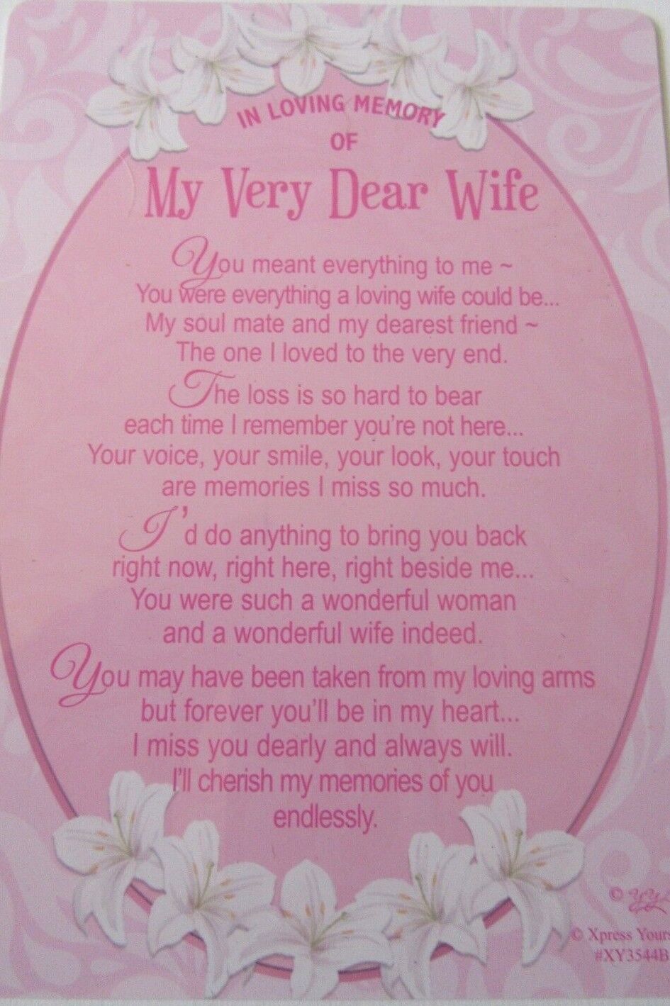 GRAVESIDE CARD MY VERY DEAR WIFE