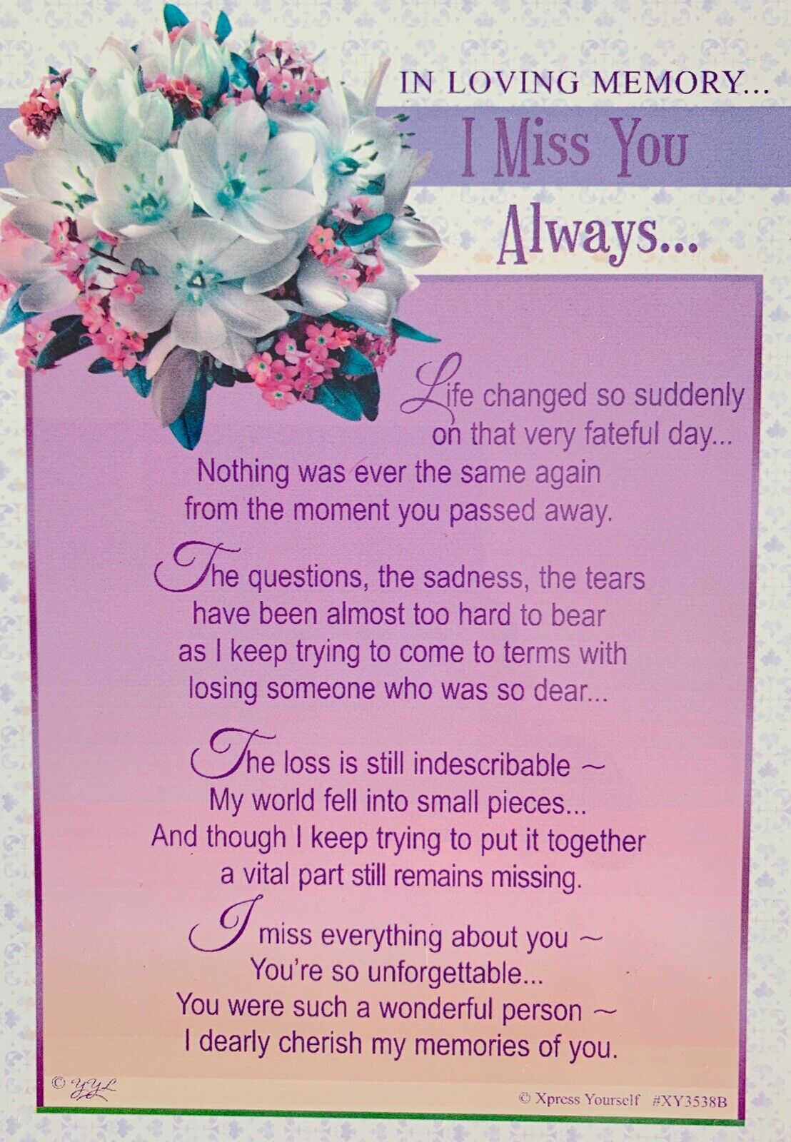 graveside card in loving memory i miss you always
