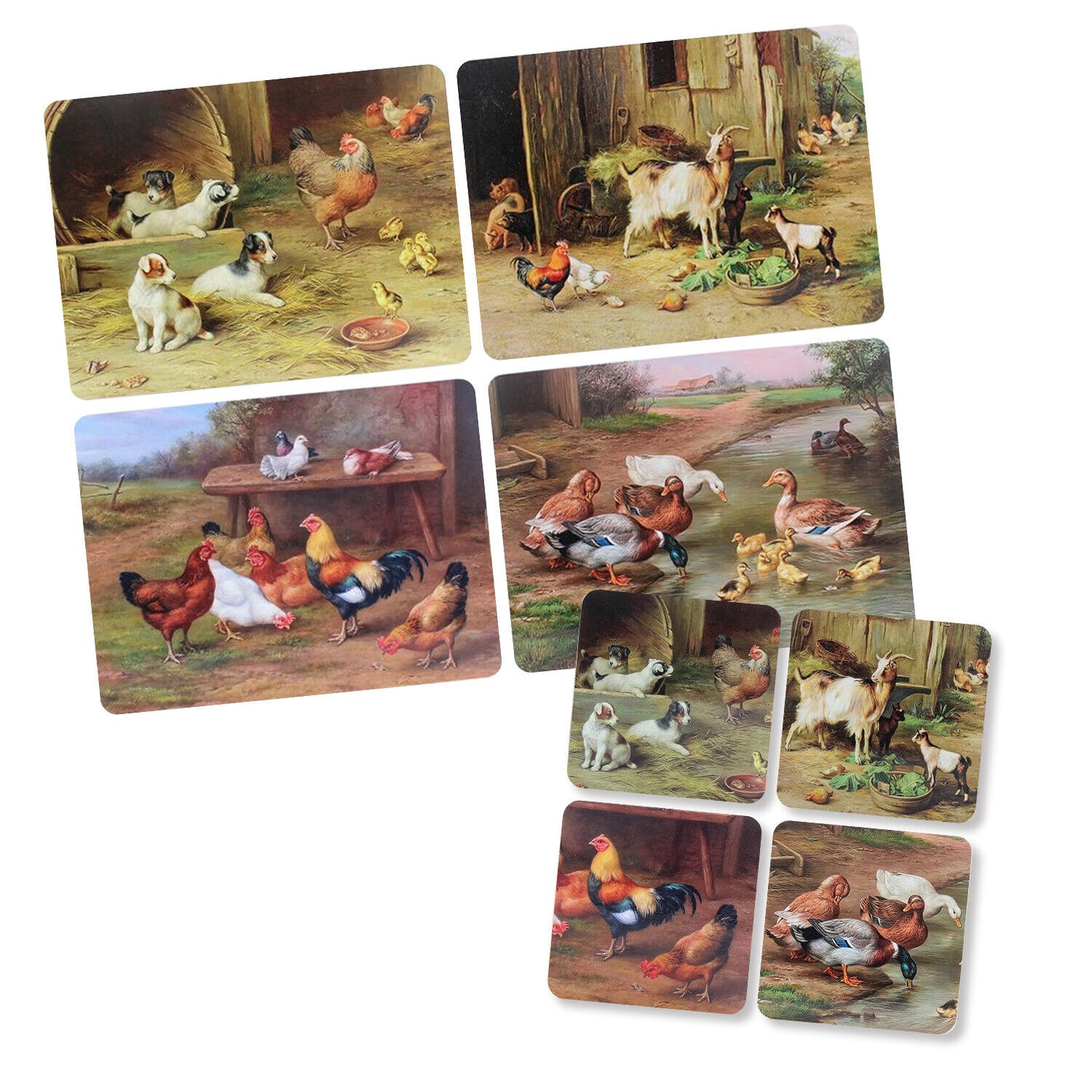 Edgar Hunt Artistic Placemats Set Farm Life Inspired Set of 4 Each
