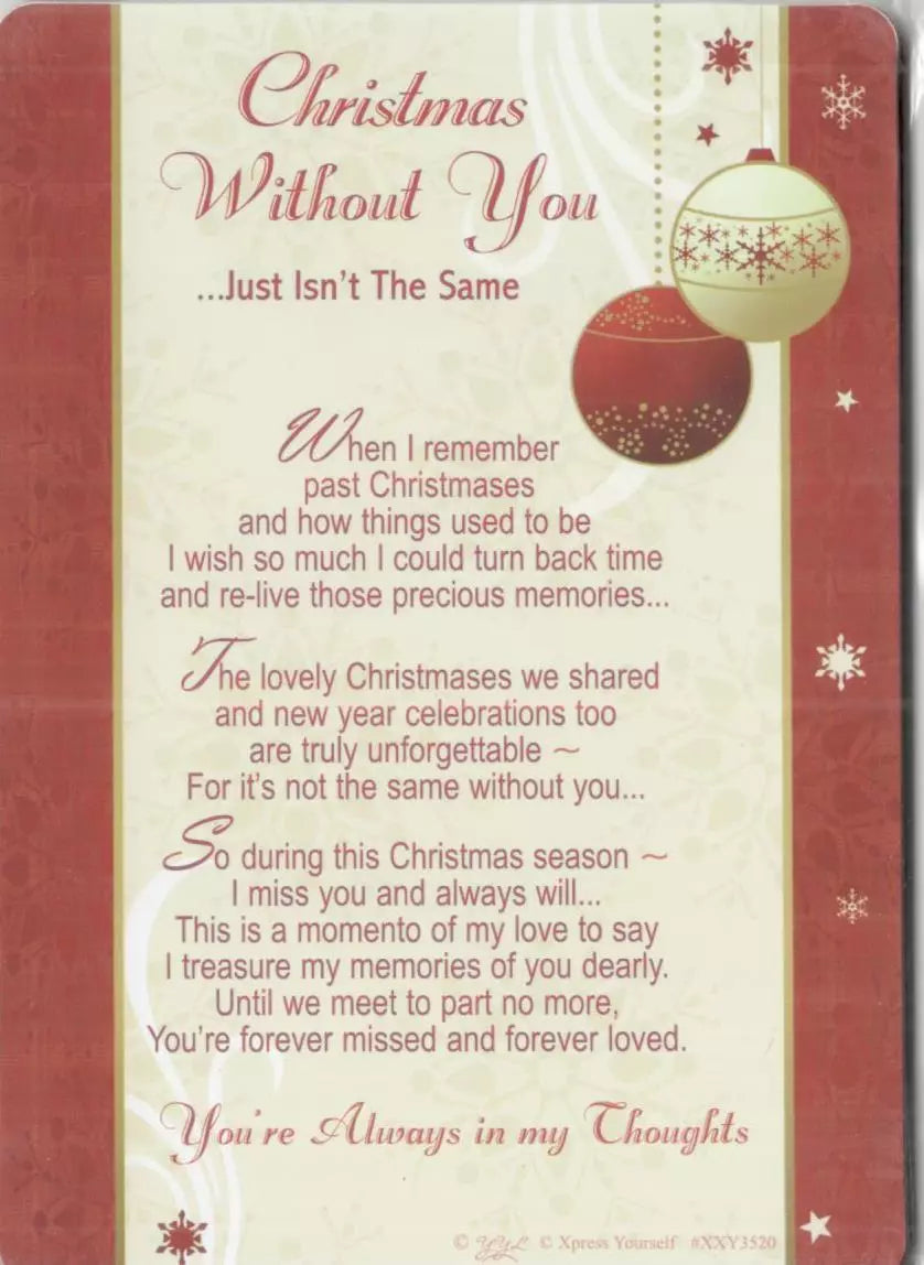 christmas without you just isnt the same graveside card