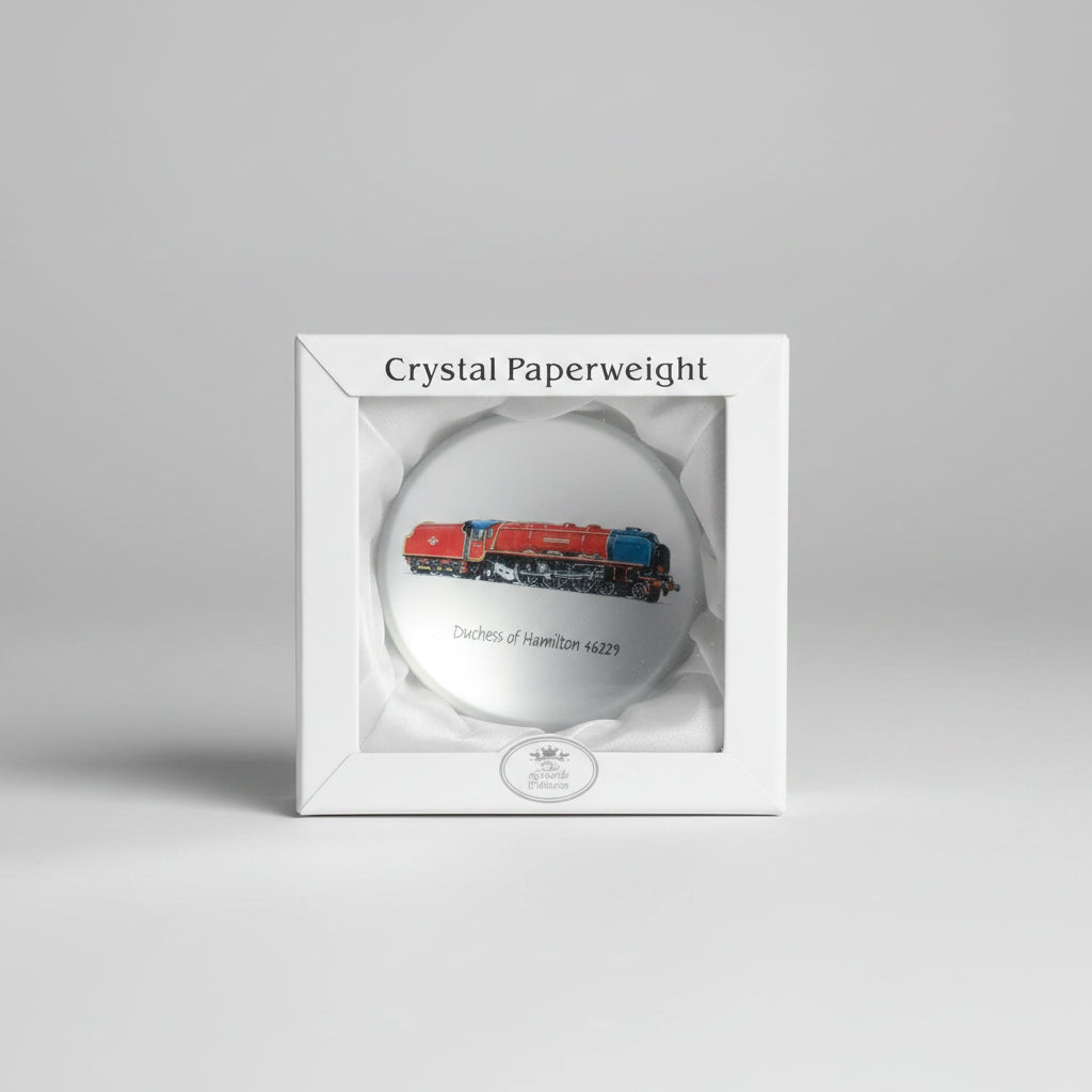LEONARDO CRYSTAL PAPERWEIGHT – LOCOMOTIVE DUCHESS OF HAMILTON 46229