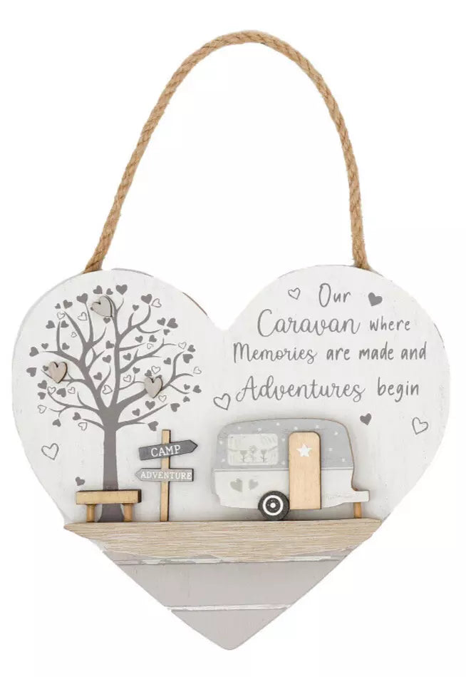 Caravan Plaque/Sign 3D Hanging Decoration - 16 cm