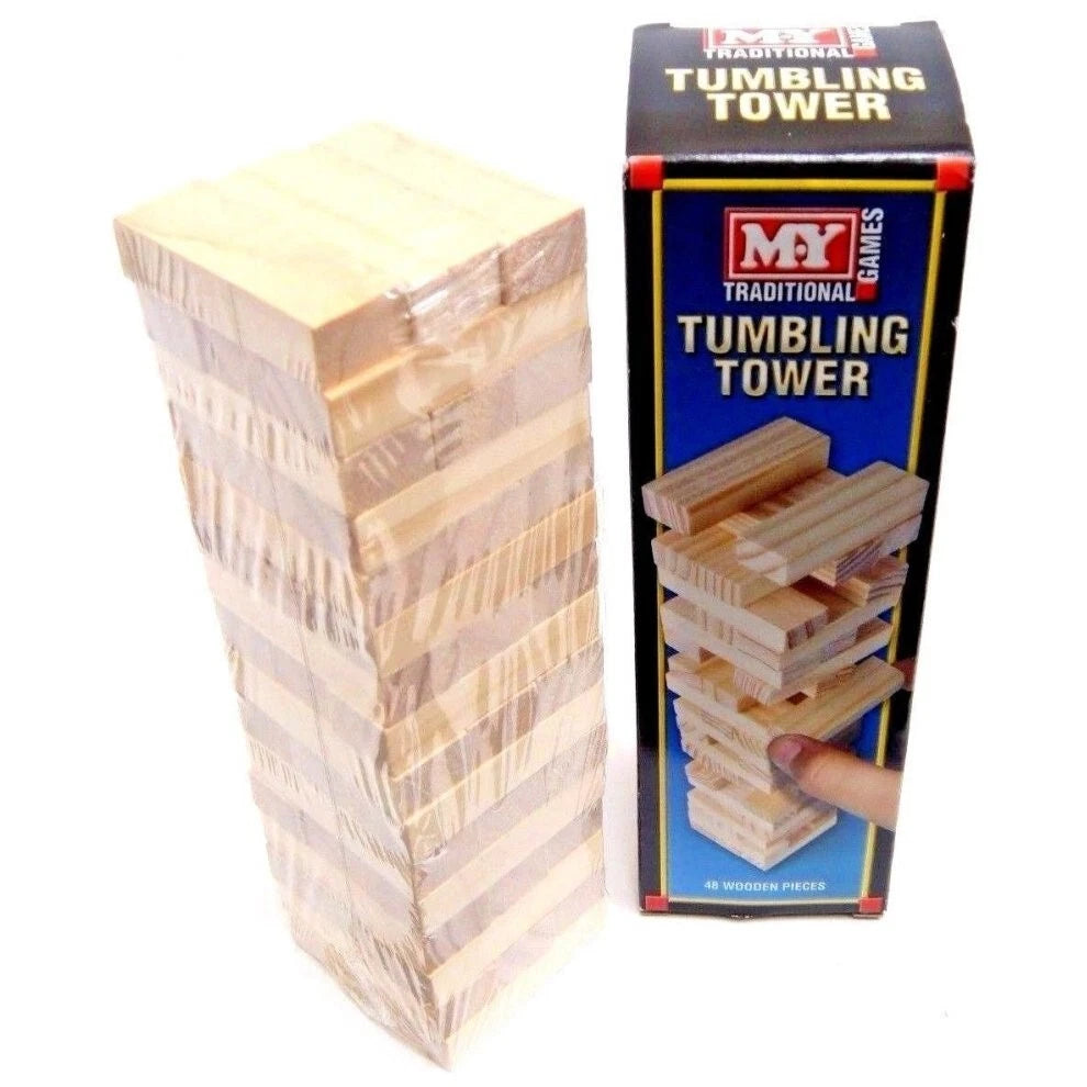 M.Y Traditional Tumbling Tower Game with 48 Wooden Pieces in Full Colour Gift Box