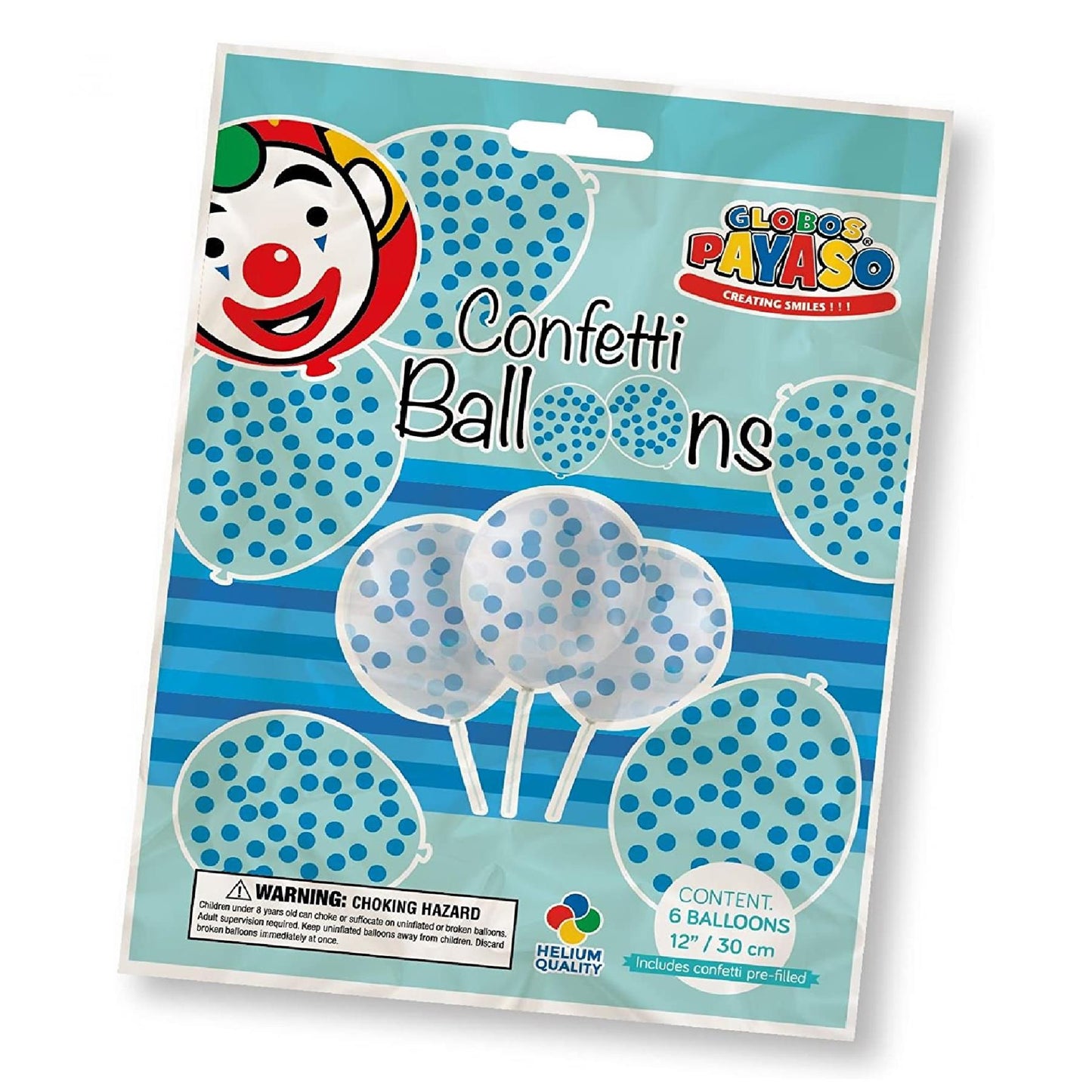 Globos 6 blue confetti balloons 5 pack