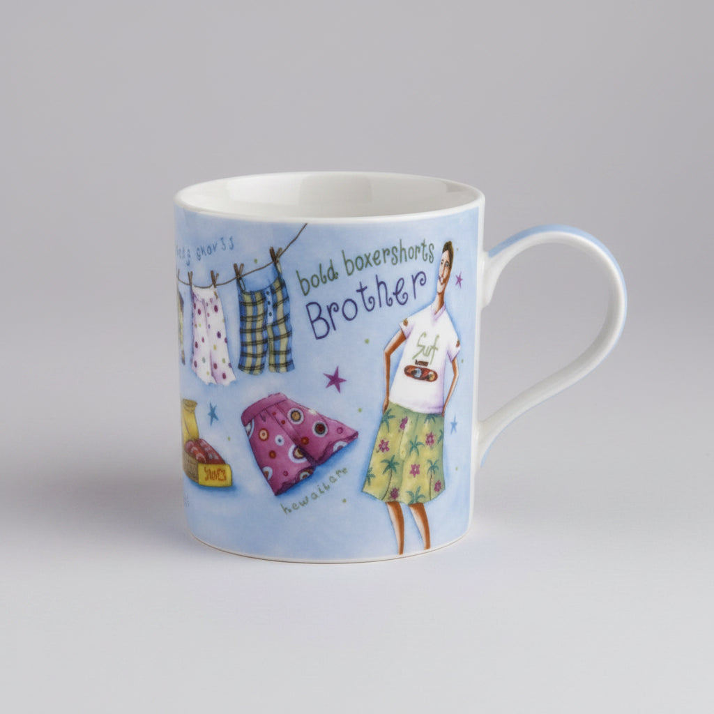 BROTHER FINE CHINA MUG BOLD BOXERSHORTS DESIGN - hanrattycraftsgifts.co.uk