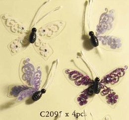 Purple Glitter Butterflies - hanrattycraftsgifts.co.uk