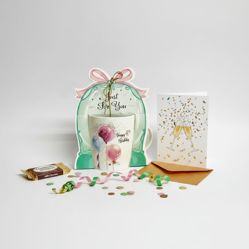 BIRTHDAY BALLOON DISPLAY mug GIFT CUP 40th